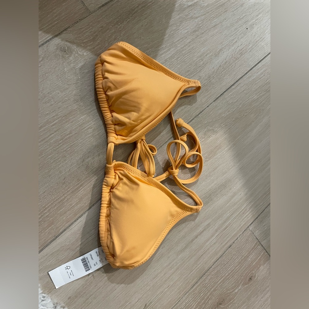 NWT J. Crew String bikini top. Lined. Lovely cantaloupe orange peachy color